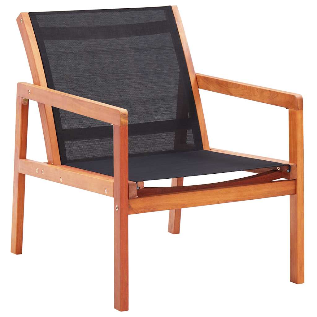 vidaXL Loungestoel massief eucalyptushout en textileen grijs