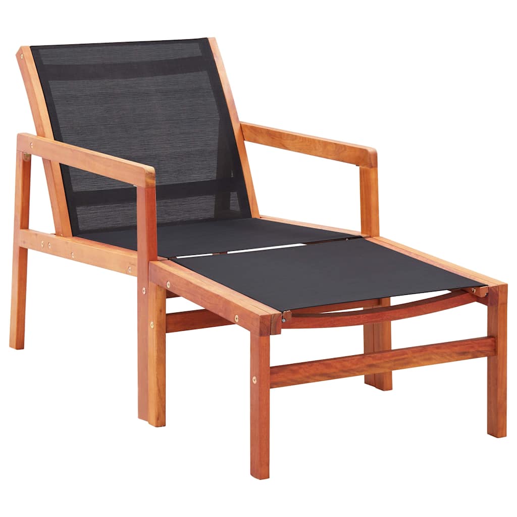 vidaXL Loungestoel massief eucalyptushout en textileen grijs
