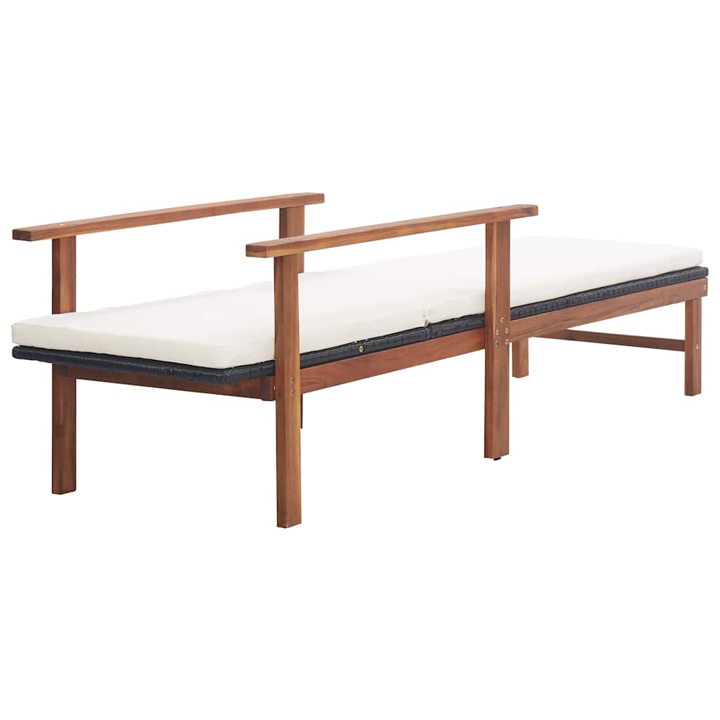 vidaXL Ligbed poly rattan en massief acaciahout grijs
