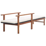 vidaXL Ligbed poly rattan en massief acaciahout grijs
