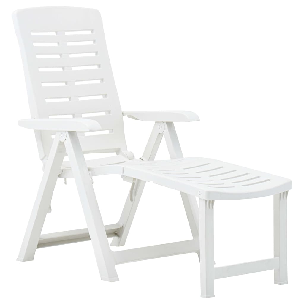 vidaXL Foldable Plastic Sun Lounger White