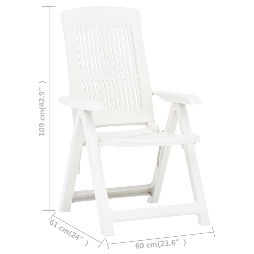 vidaXL Tuinstoelen 2 st verstelbaar kunststof wit