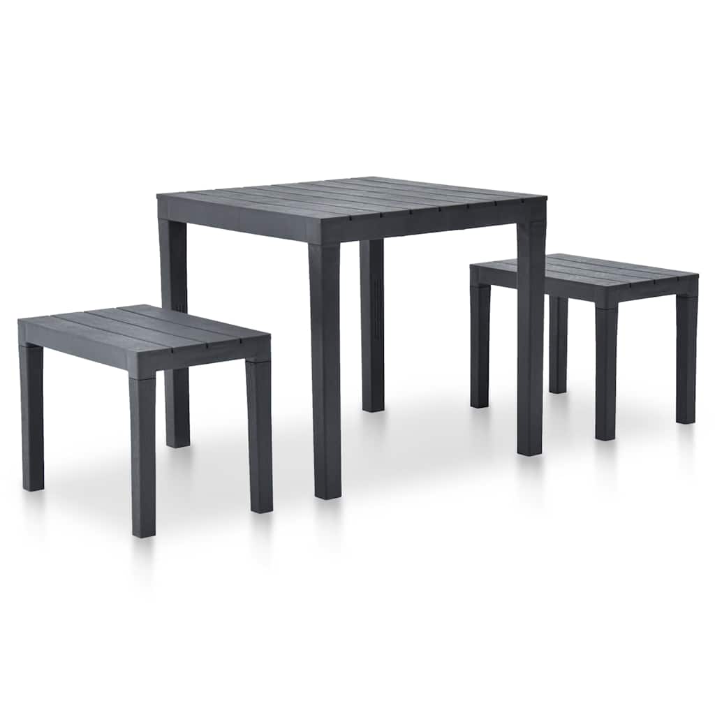 vidaXL Tuintafel met 2 banken kunststof wit