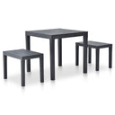 vidaXL Tuintafel met 2 banken kunststof wit