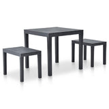 vidaXL Tuintafel met 2 banken kunststof wit