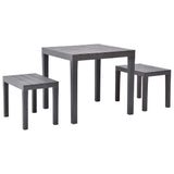 vidaXL Tuintafel met 2 banken kunststof wit