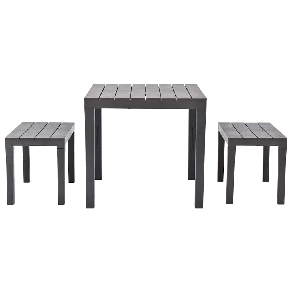 vidaXL Tuintafel met 2 banken kunststof wit