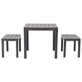 vidaXL Tuintafel met 2 banken kunststof wit