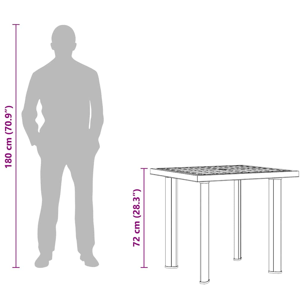 vidaXL Tuintafel 80x75x72 cm kunststof wit