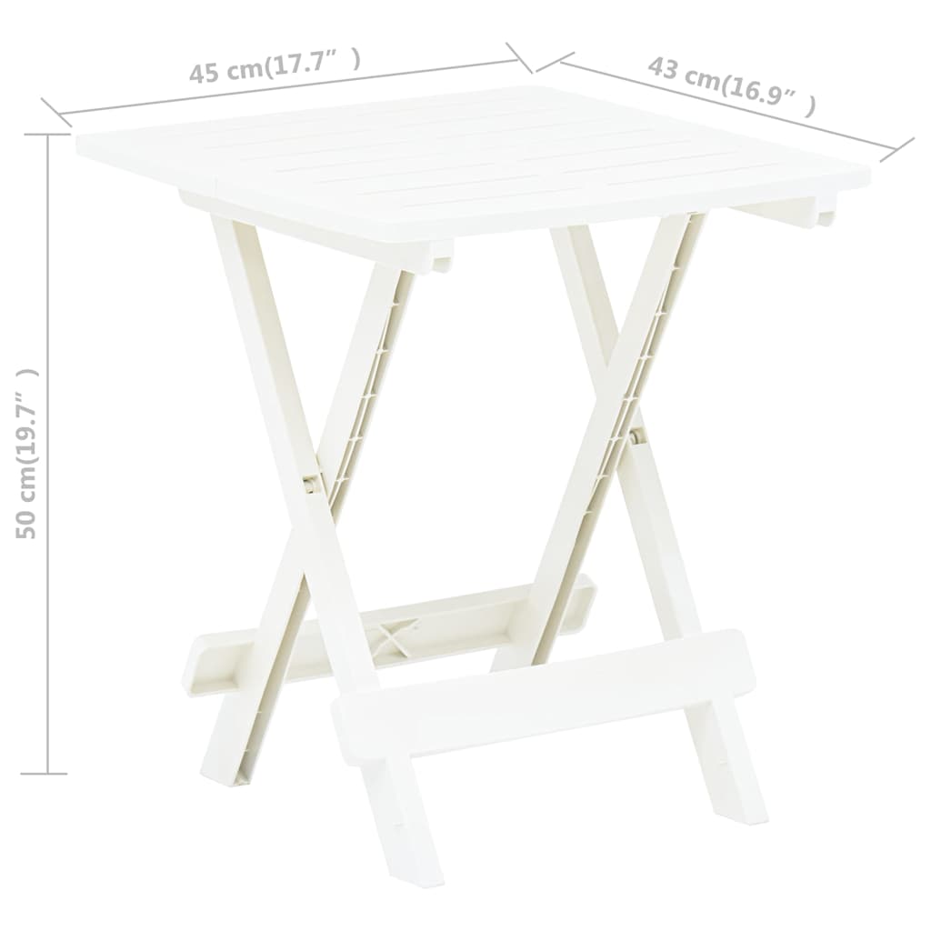 vidaXL Folding Garden Table 45x43x50 cm Plastic White