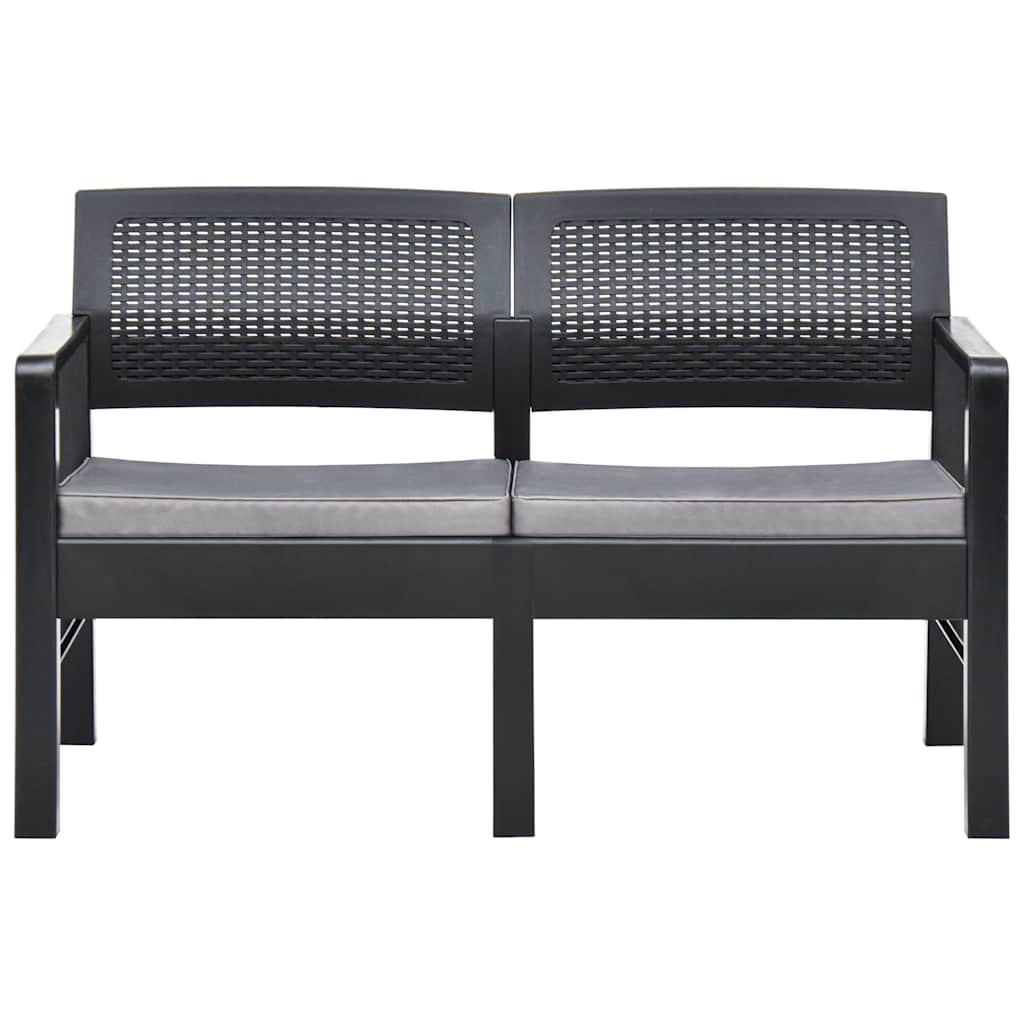 vidaXL Tuinbank 2-zits met kussens 120 cm kunststof antraciet