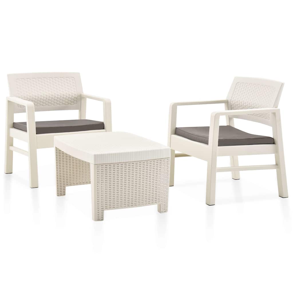 vidaXL 3-delige Loungeset kunststof wit