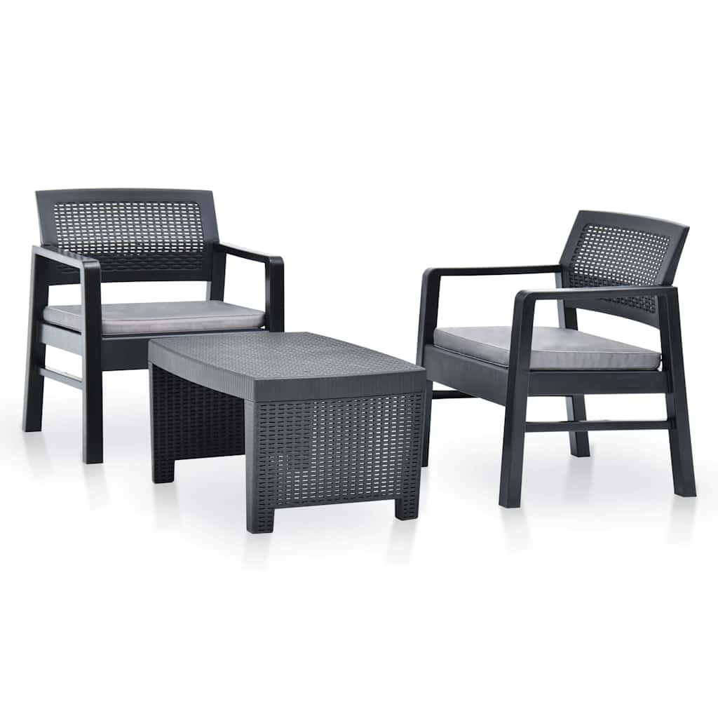 vidaXL 3-delige Loungeset kunststof wit