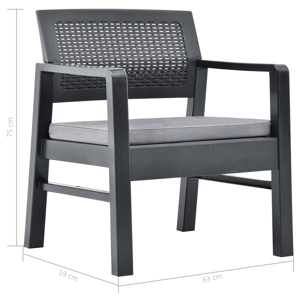 vidaXL 3-delige Loungeset kunststof wit