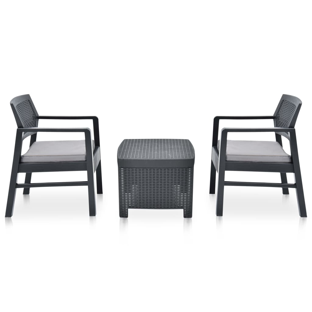 vidaXL 3-delige Loungeset kunststof wit