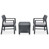vidaXL 3-delige Loungeset kunststof wit