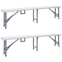 vidaXL Folding Garden Benches 2 pcs 180 cm HDPE white