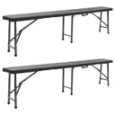 vidaXL Folding Garden Benches 2 pcs 180 cm HDPE white