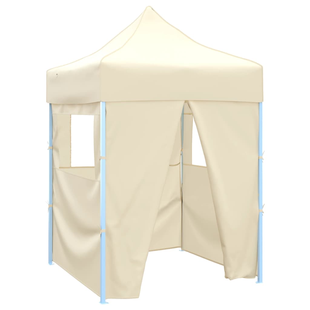 vidaXL Partytent met 4 zijwanden inklapbaar 2x2 m staal crème