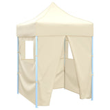 vidaXL Partytent met 4 zijwanden inklapbaar 2x2 m staal crème