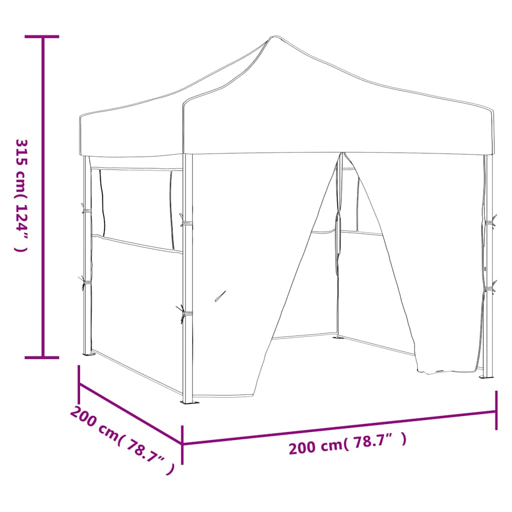 vidaXL Partytent met 4 zijwanden inklapbaar 2x2 m staal crème