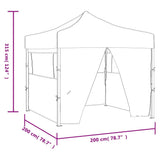 vidaXL Partytent met 4 zijwanden inklapbaar 2x2 m staal crème