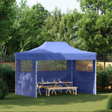 vidaXL Partytent met 3 zijwanden inklapbaar 3x4 m staal blauw