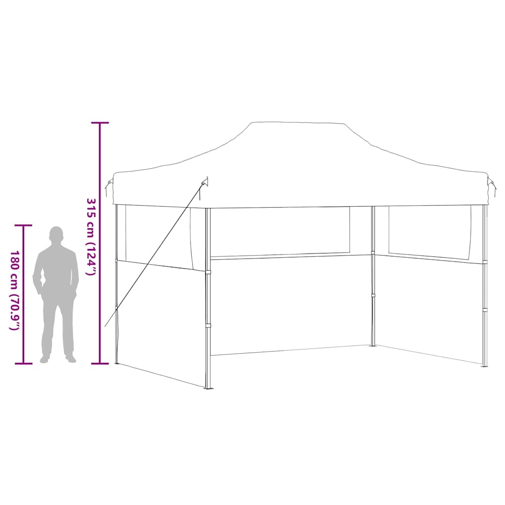 vidaXL Partytent met 3 zijwanden inklapbaar 3x4 m staal blauw
