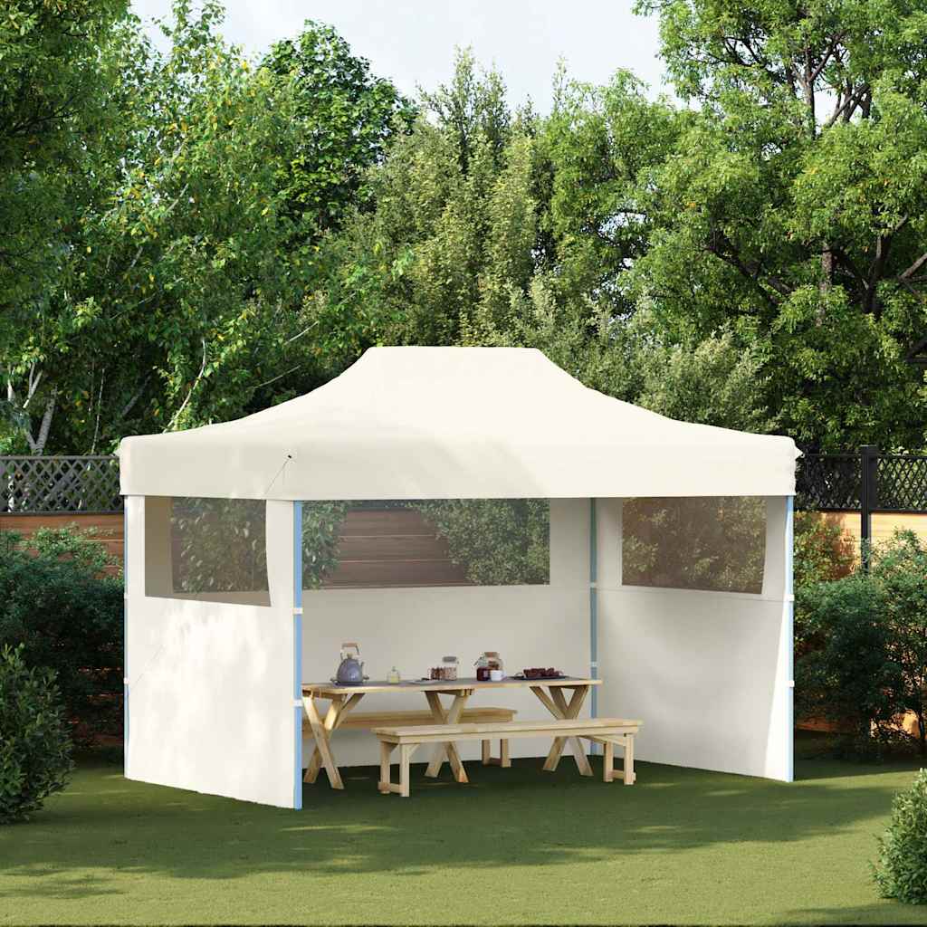 vidaXL Partytent met 3 zijwanden inklapbaar 3x4 m staal blauw