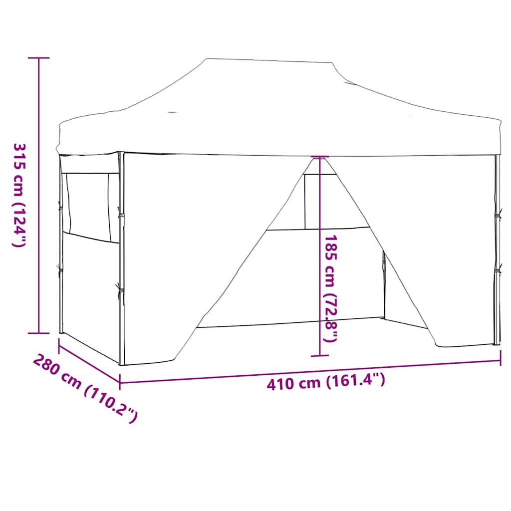 vidaXL Partytent met 4 zijwanden inklapbaar 3x4 m staal blauw
