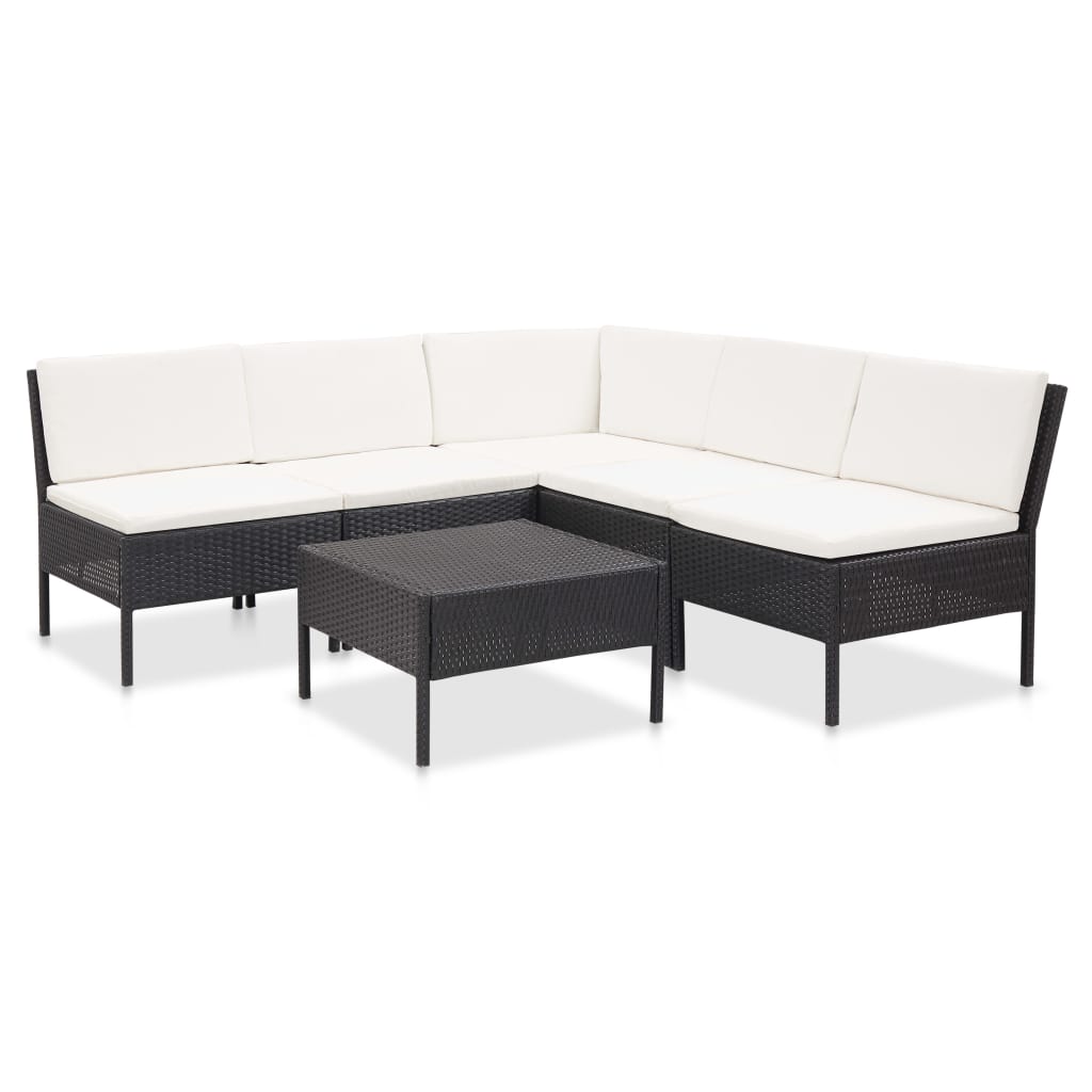 vidaXL 6-delige Loungeset met kussens poly rattan bruin
