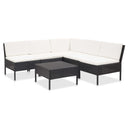 vidaXL 6-delige Loungeset met kussens poly rattan bruin