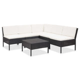 vidaXL 6-delige Loungeset met kussens poly rattan bruin