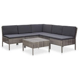 vidaXL 6-delige Loungeset met kussens poly rattan bruin