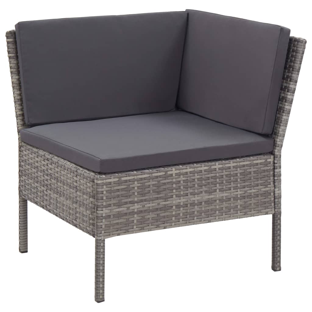 vidaXL 6-delige Loungeset met kussens poly rattan bruin