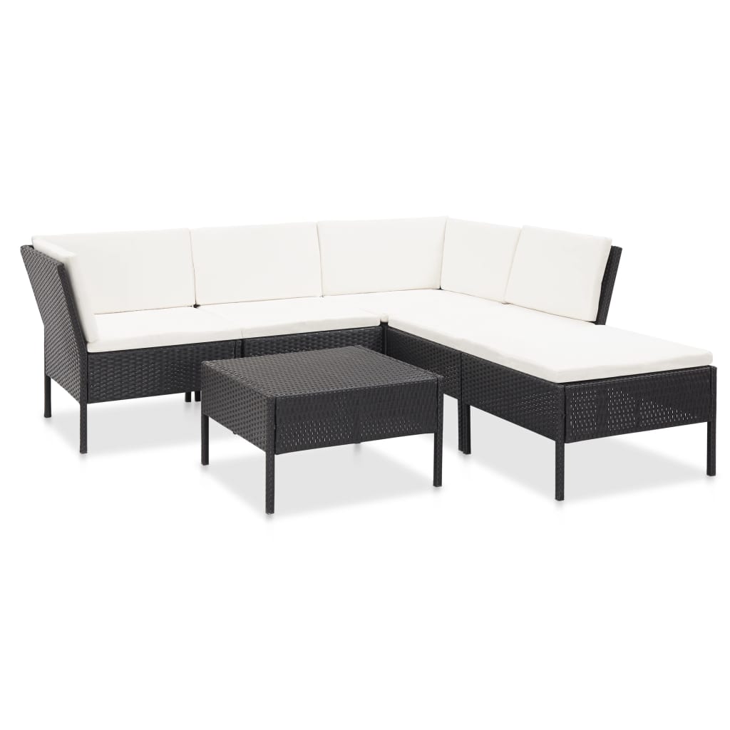 vidaXL 6-delige Loungeset met kussens poly rattan bruin