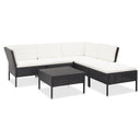 vidaXL 6-delige Loungeset met kussens poly rattan bruin