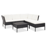 vidaXL 6-delige Loungeset met kussens poly rattan bruin