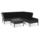 vidaXL 6-delige Loungeset met kussens poly rattan bruin