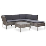 vidaXL 6-delige Loungeset met kussens poly rattan bruin