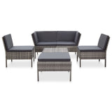 vidaXL 6-delige Loungeset met kussens poly rattan bruin