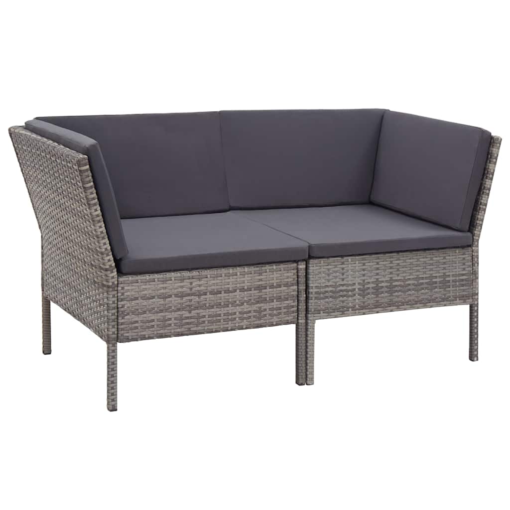 vidaXL 6-delige Loungeset met kussens poly rattan bruin