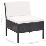 vidaXL 5-piece Lounge Set with Cushions Poly Rattan Brown