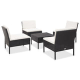 vidaXL 5-piece Lounge Set with Cushions Poly Rattan Brown