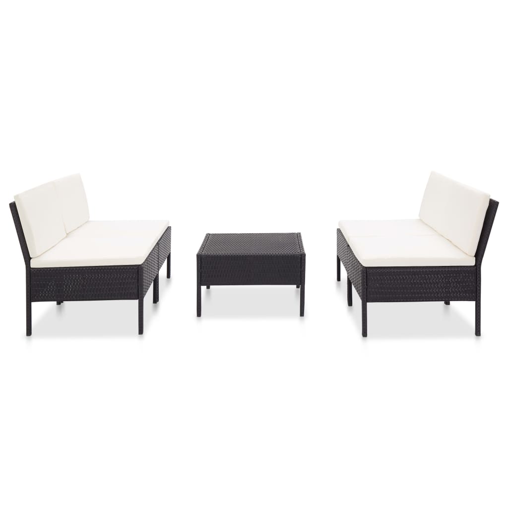 vidaXL 5-piece Lounge Set with Cushions Poly Rattan Brown