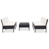vidaXL 5-piece Lounge Set with Cushions Poly Rattan Brown