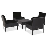 vidaXL 5-piece Lounge Set with Cushions Poly Rattan Brown