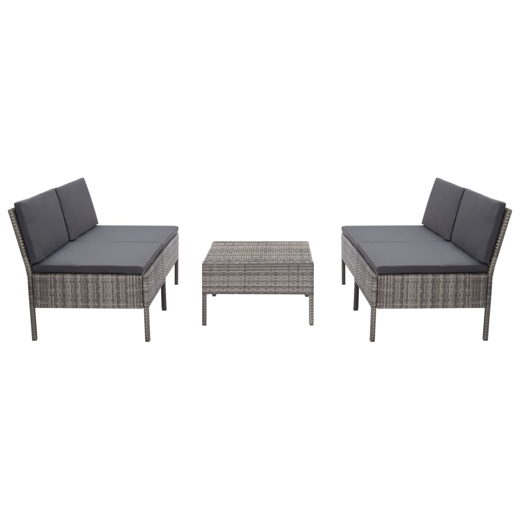 vidaXL 5-piece Lounge Set with Cushions Poly Rattan Brown