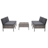 vidaXL 5-piece Lounge Set with Cushions Poly Rattan Brown