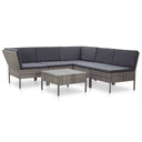vidaXL 6-delige Loungeset met kussens poly rattan bruin